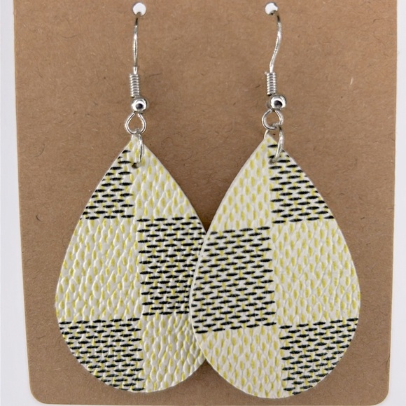 Mini Faux Leather Teardrop Earrings - Picture 1 of 4